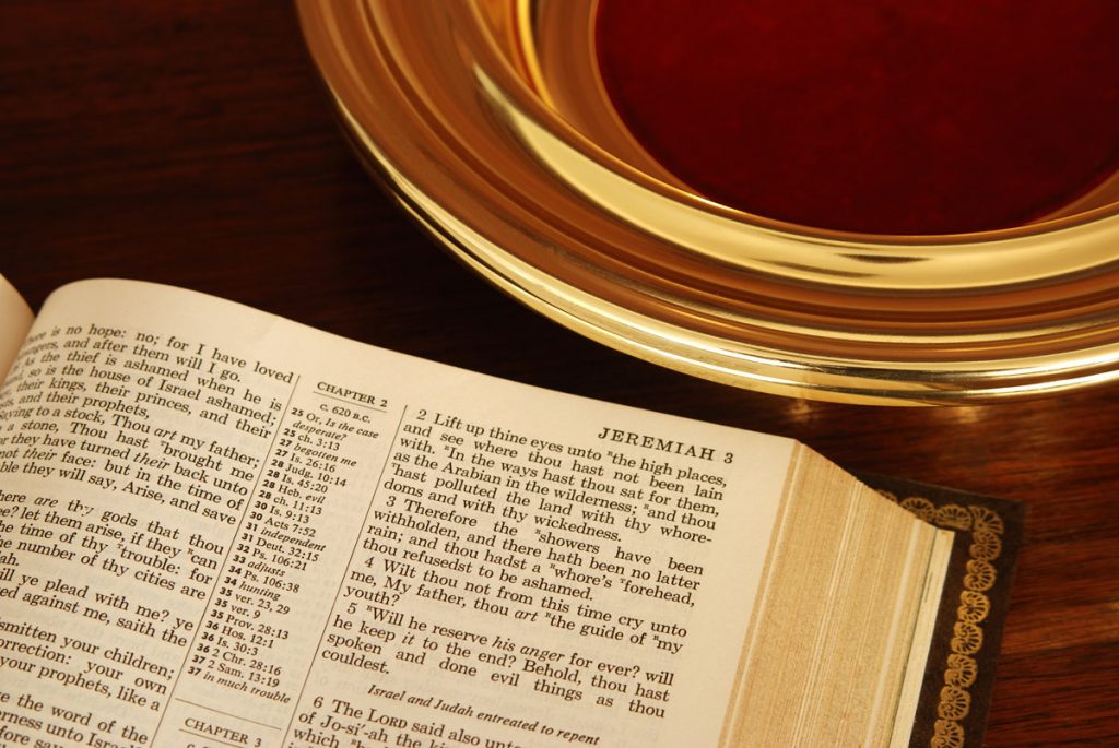 Bible and collection plate